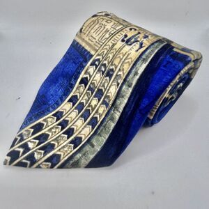 Ermenegildo‎ Zegna Blue& Ivory Abstract Silk Tie Vintage-New Condition
